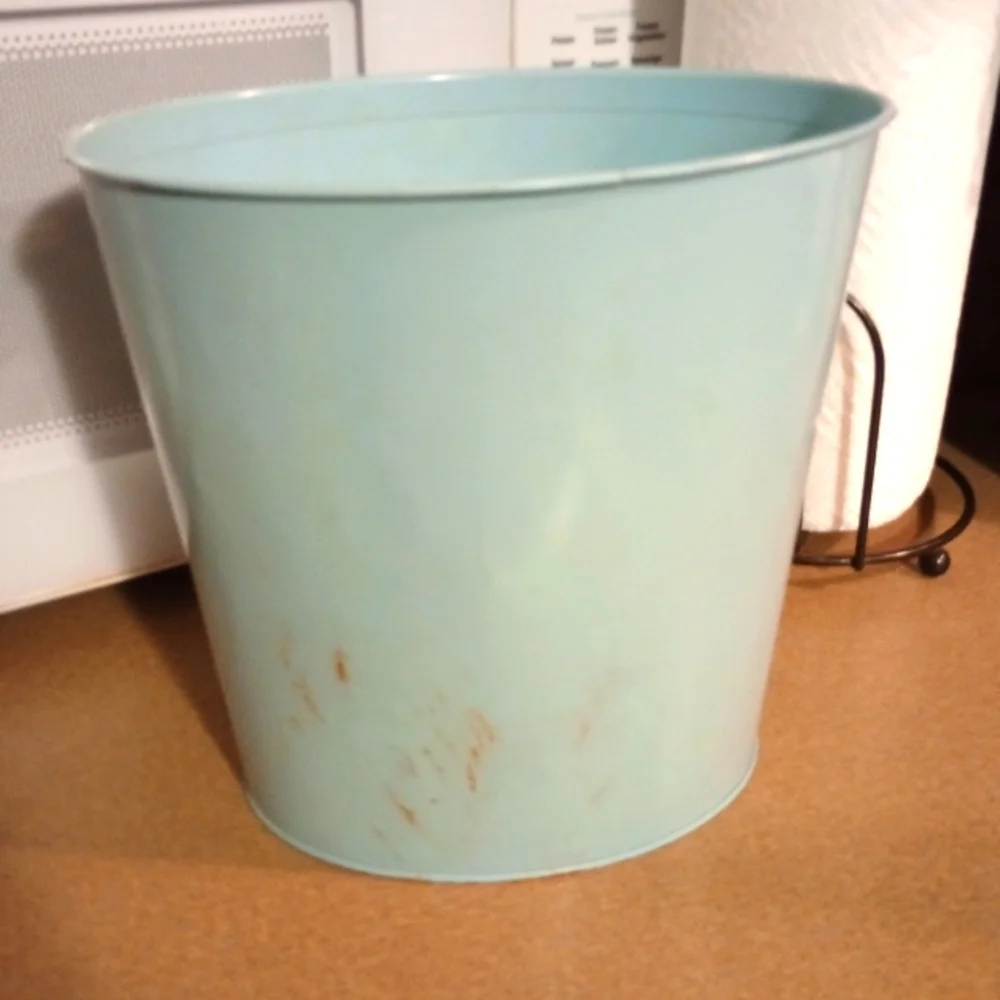 Vintage J.W. Reed Floral Blue Waste Bin